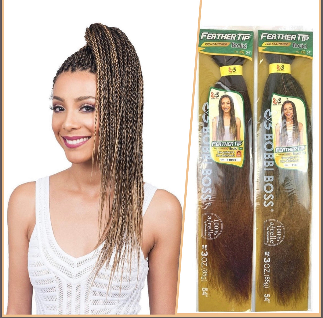 Bobbie Boss- Feather Tip Pre- Feather Braids