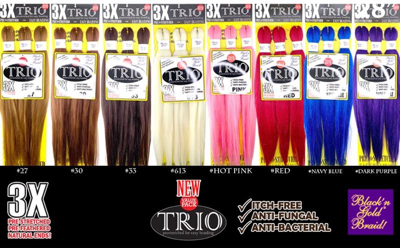 3x Trio Prestretched for Easy Braids- Blan'n Gold