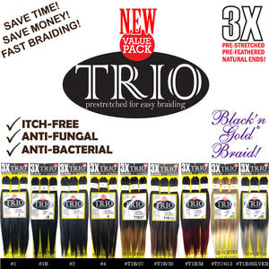 3x Trio Prestretched for Easy Braids- Blan'n Gold