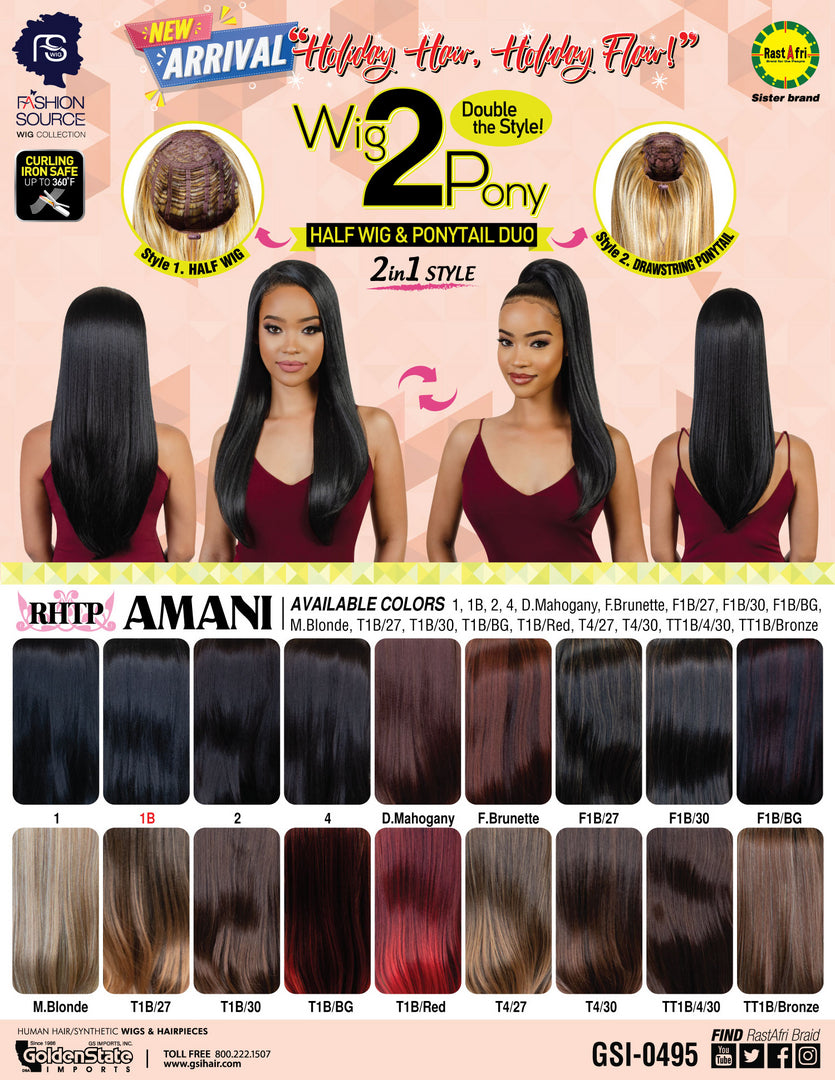 Fashion Source Wig 2 Pony Unit RHTP AMANI
